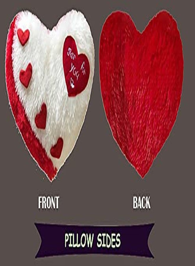 PICKKART Love Heart Shape Soft Pillows Combo for Gift to Girls/Boys/Girlfriend- Beautiful Love Gift Item(White+RED) - Image 3